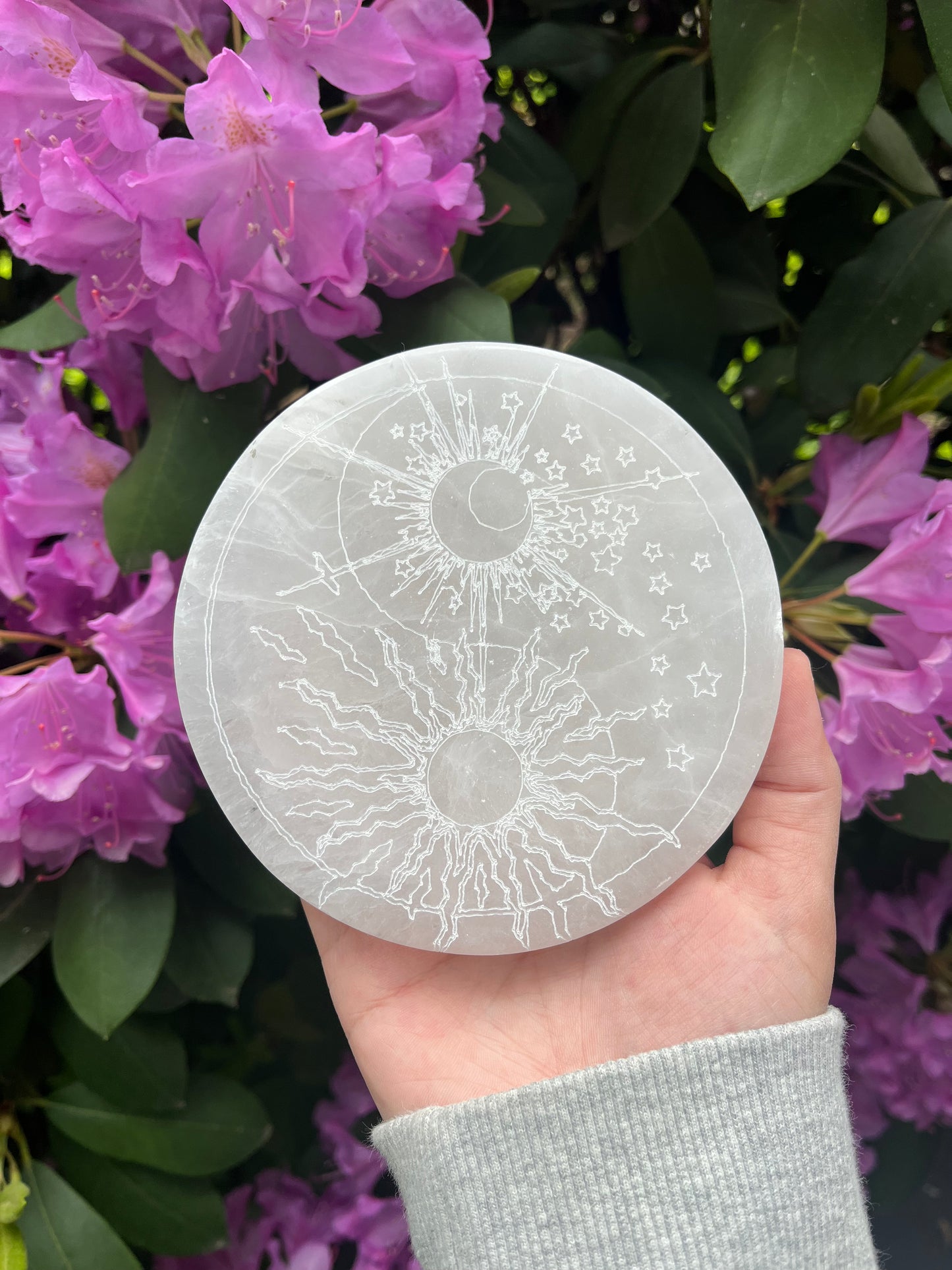 Selenite Sun and Moon Charging Plate